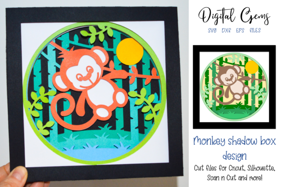3D Monkey Shadow Box Design