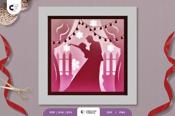 3D Shadow Box Wedding Couple Dancing SVG