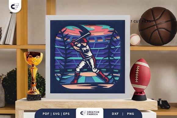 Baseball Batter 3D Shadow Box: A Layered Paper Art Project