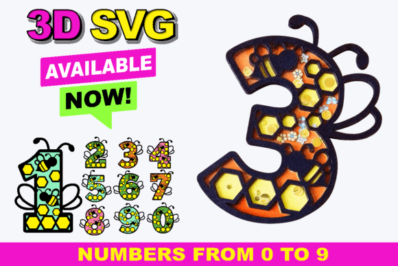 Bee Numbers 3D SVG: Creative Cuts for Every Project