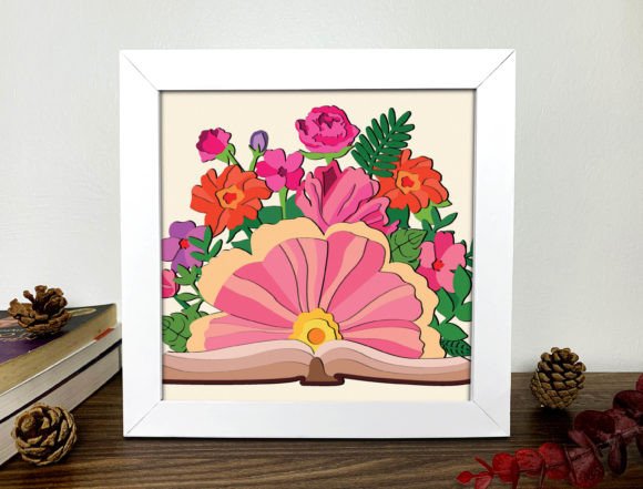Book Flower 3D Shadow Box