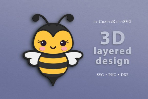 Cute Honey Bee 3D Layered SVG Cut File