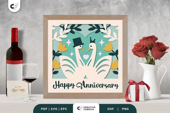 Happy Anniversary 3D Shadow Box SVG