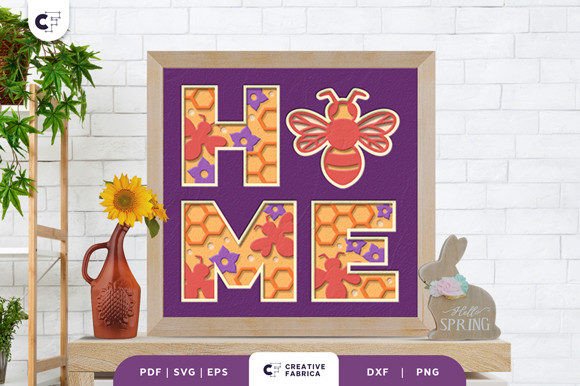 HOME Bee 3D Layered Paper Cut SVG