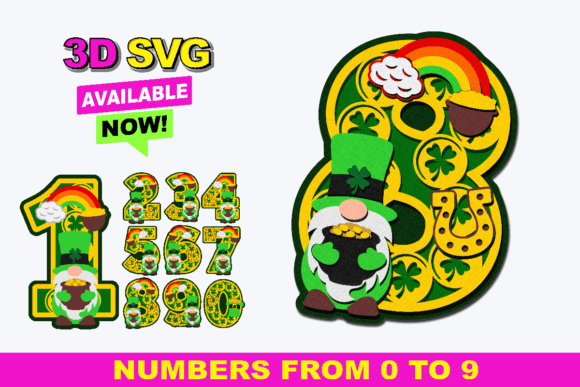 St Patricks Day Number 3D SVG