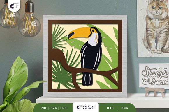Tropical Toucan 3D Shadow Box Papercut