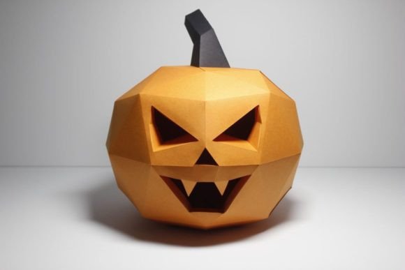 Vampire Halloween Pumpkin 3D Paper Sculpture